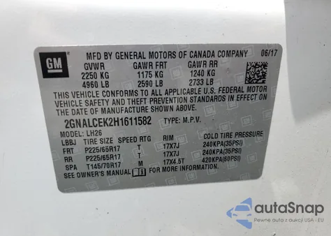 2017 Chevrolet Equinox Lt from USA, damaged, VIN 2GNALCEK2H1611582